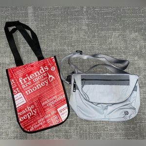 Mint condition Lululemon Festival Bag in a pretty silvery color